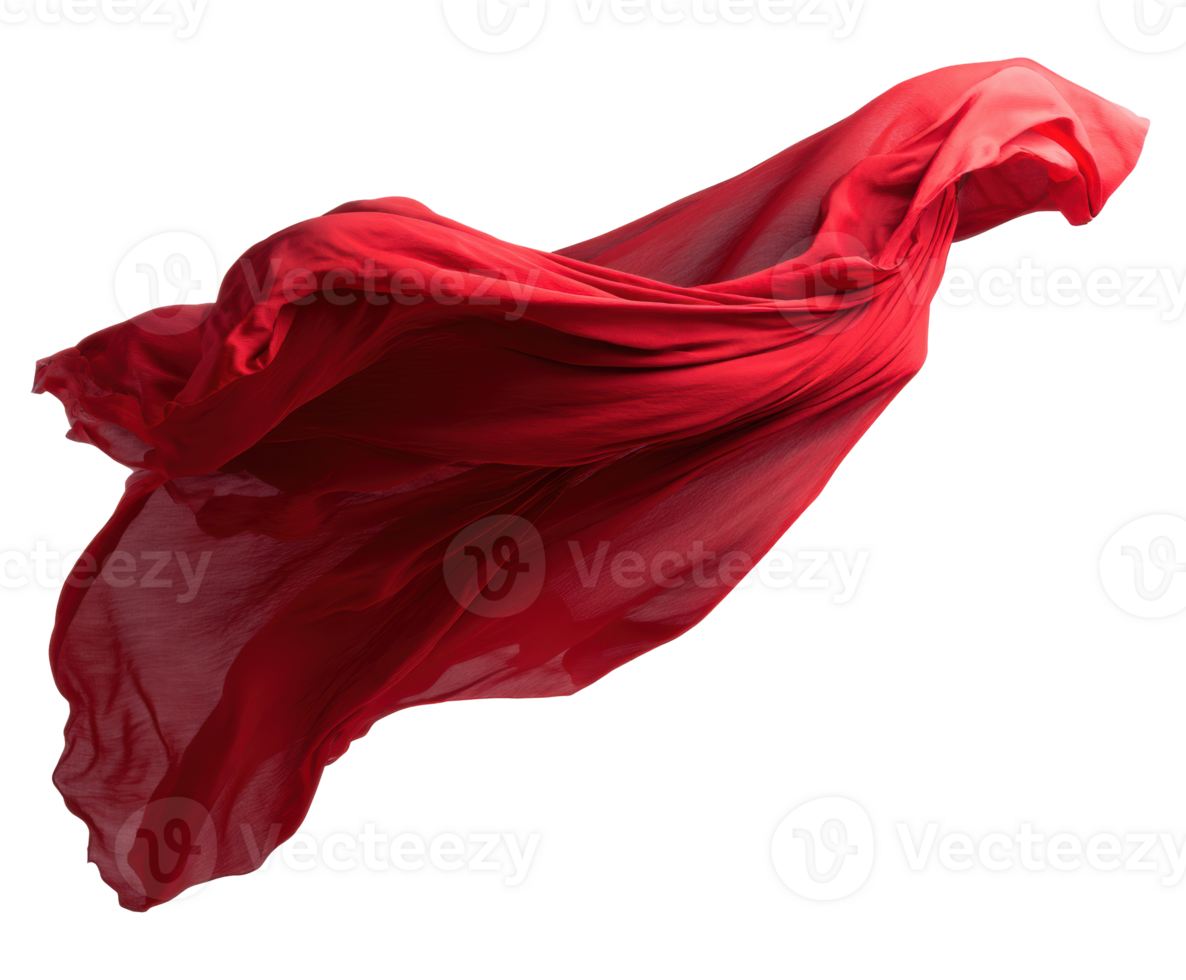 Flowing red fabric in motion for artistic design png