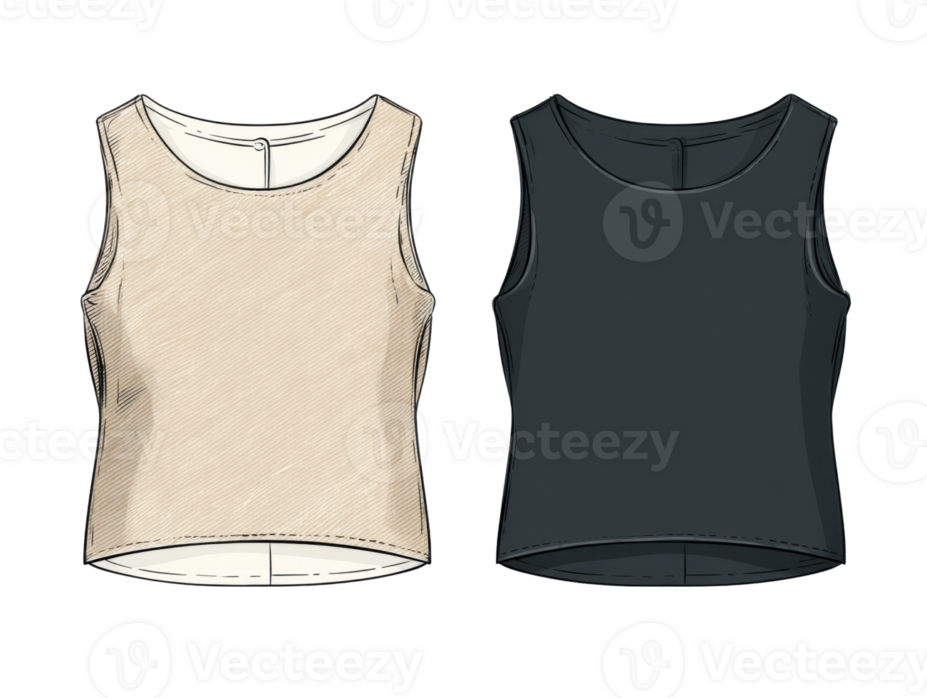 Casual sleeveless tops for summer fashion in neutral colors png