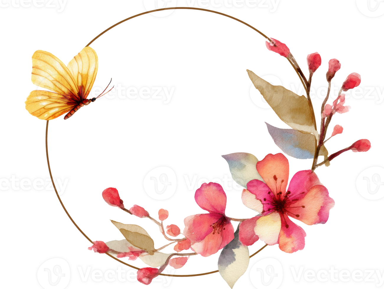 Flower wreath with butterfly for spring celebration design png