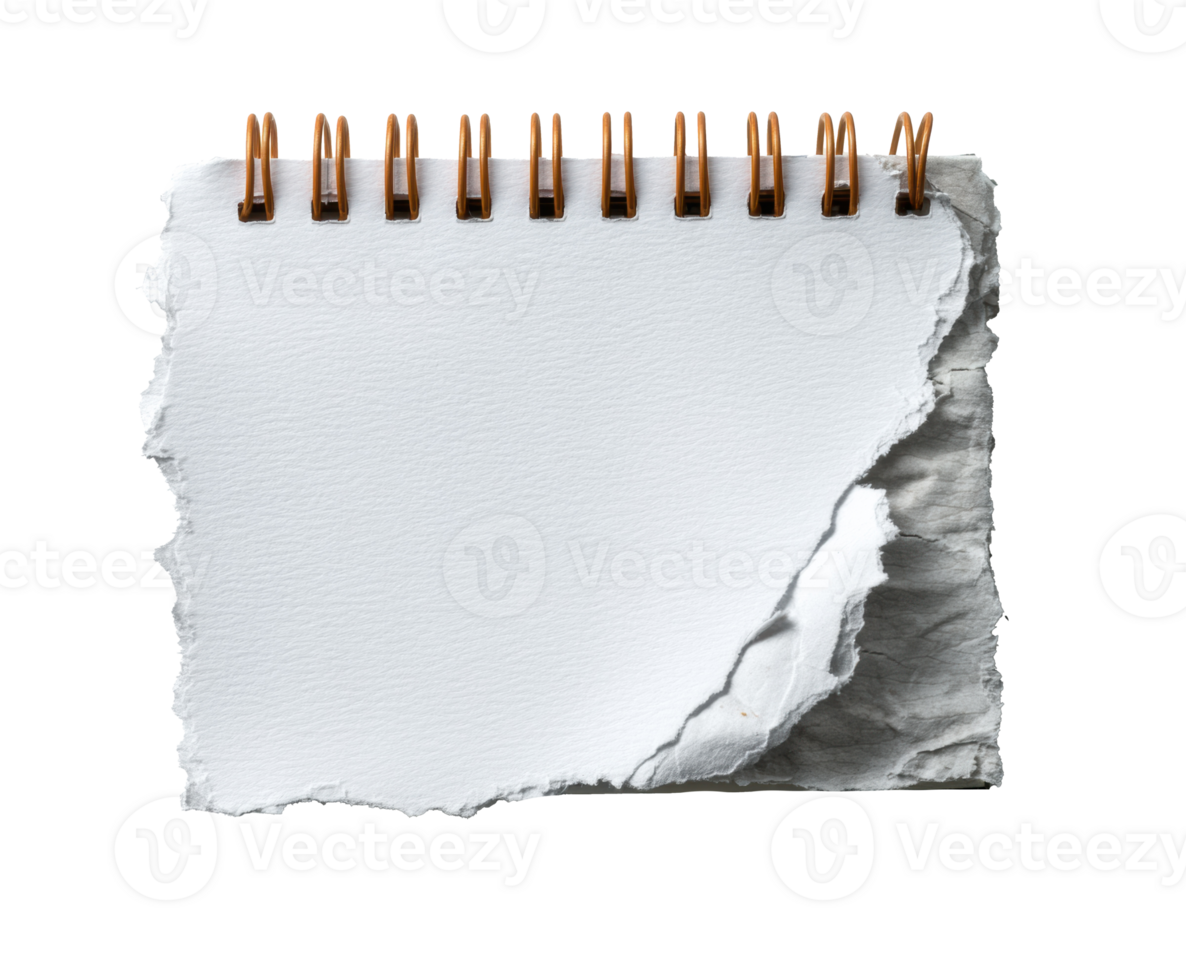Creative blank notepad with torn edge and spiral binding png