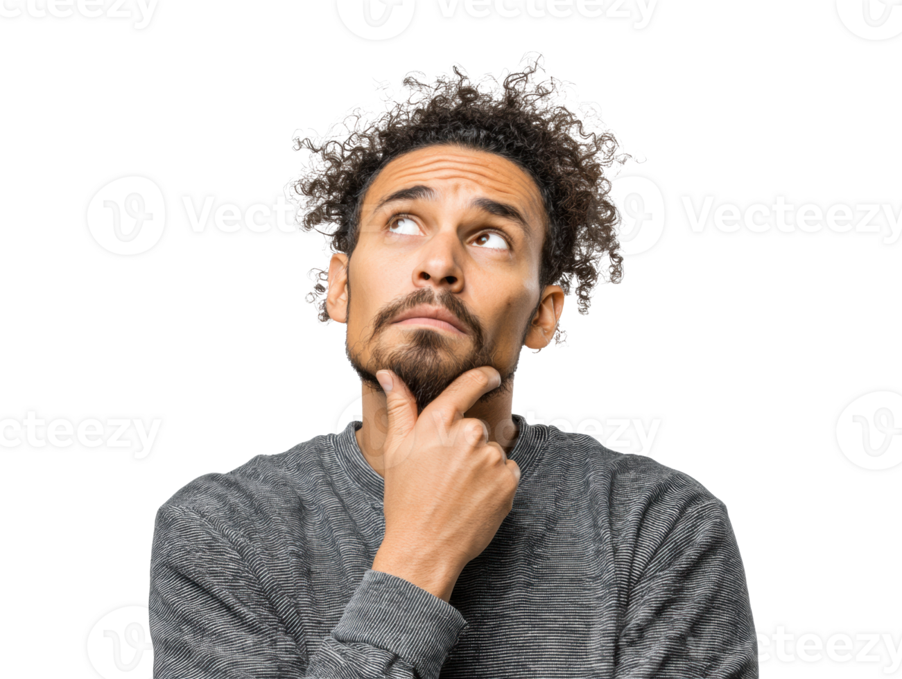 Man pondering deep thoughts in casual clothing indoors png