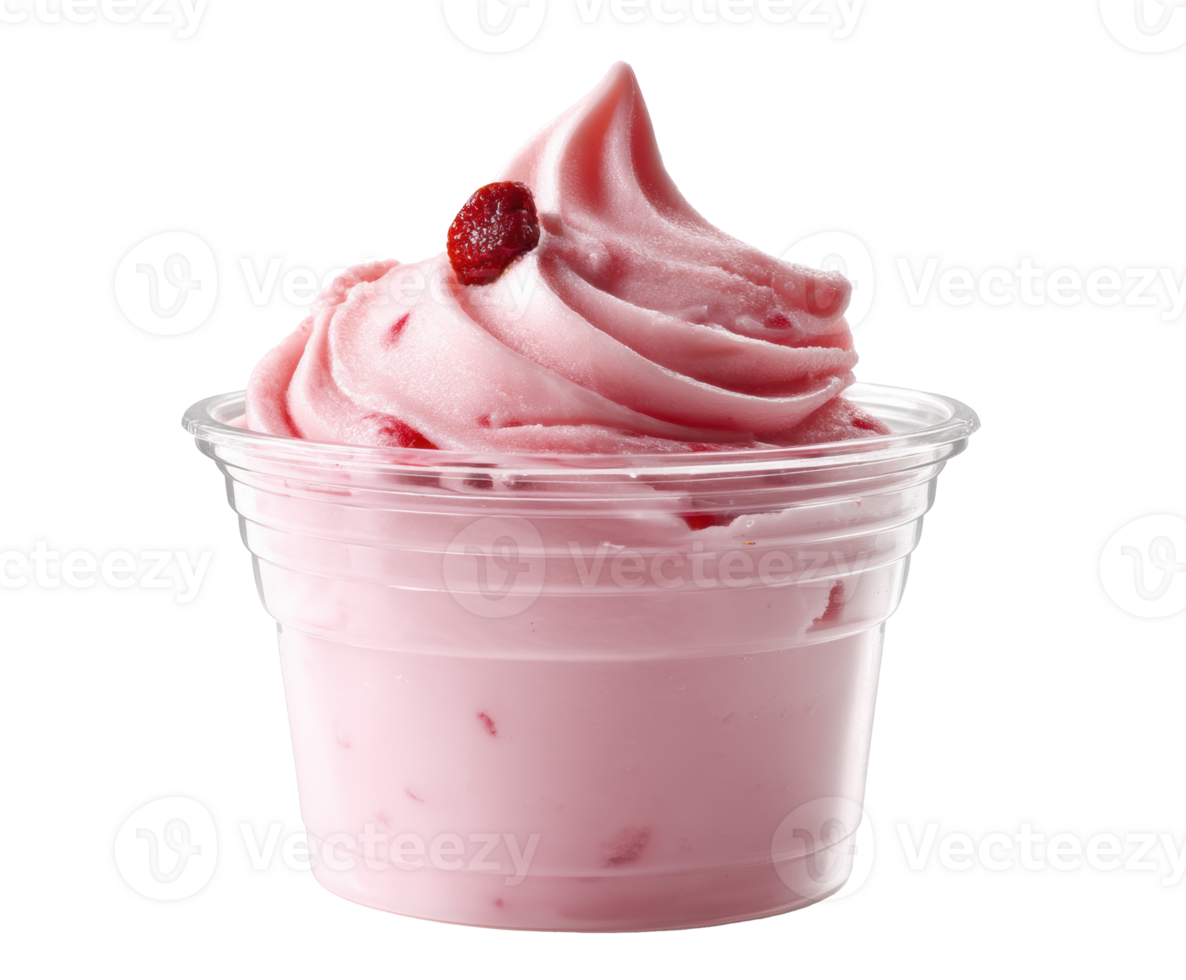 Creamy strawberry dessert in a clear cup for sweet indulgence png