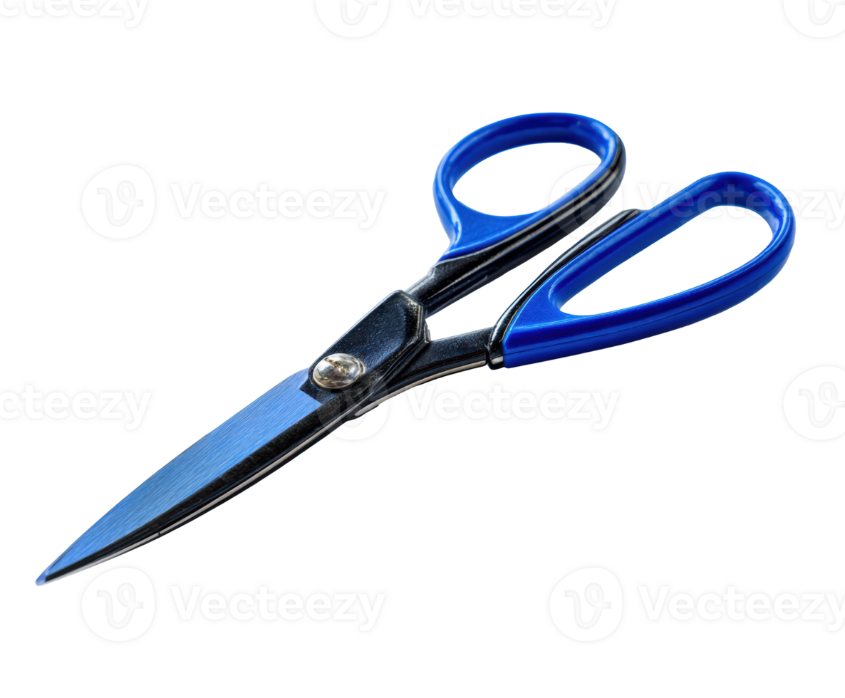 Essential blue handled scissors for crafting and office use png