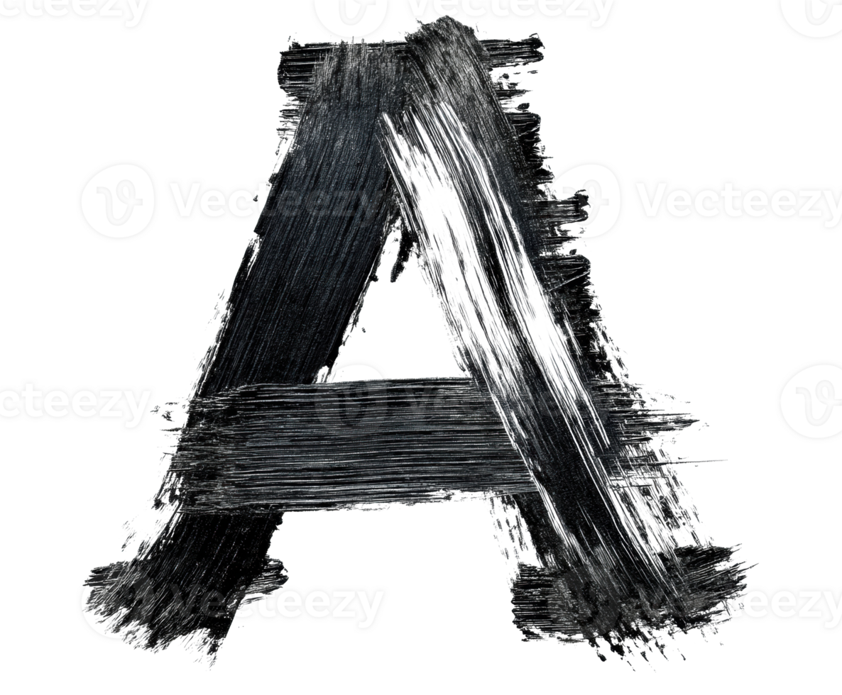 Bold letter A painted with black brush strokes for design png