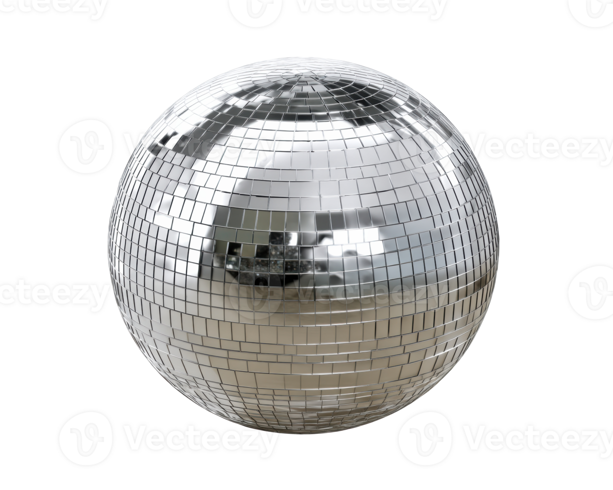 Shiny disco ball reflecting colorful lights at a party event png