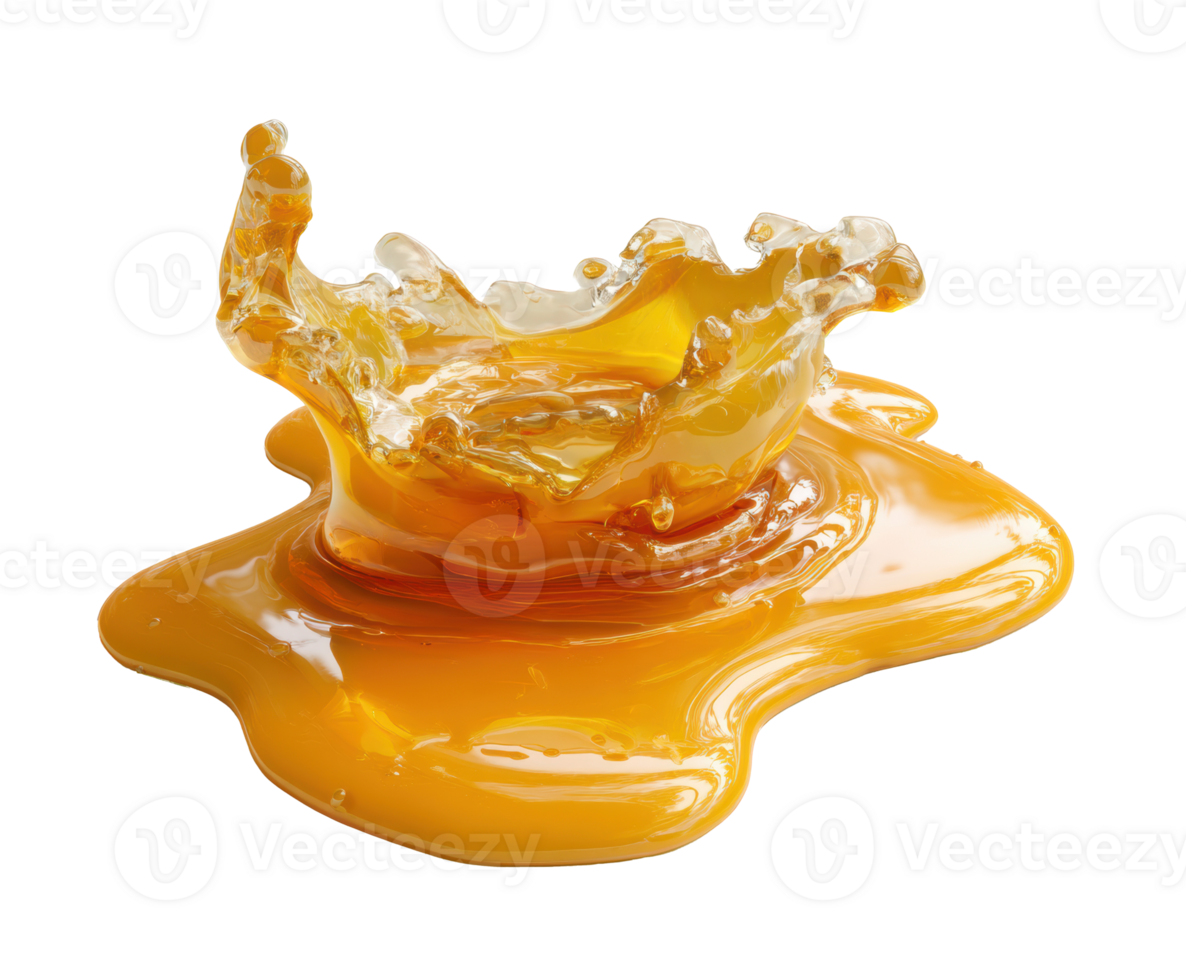 Splash of honey on surface with glossy texture and motion png
