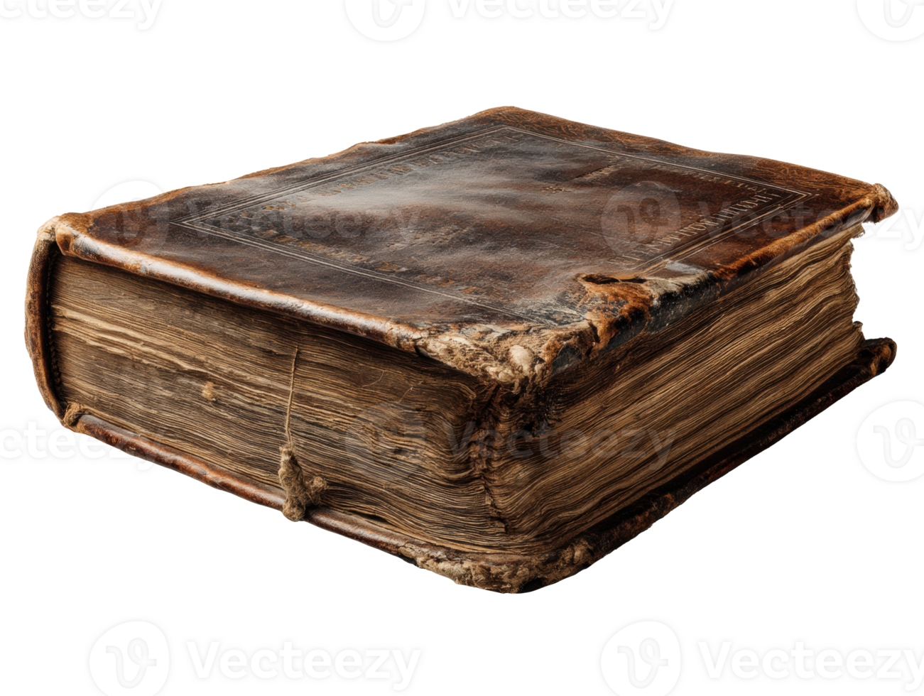 Antique leather-bound book with worn edges and classic appeal png