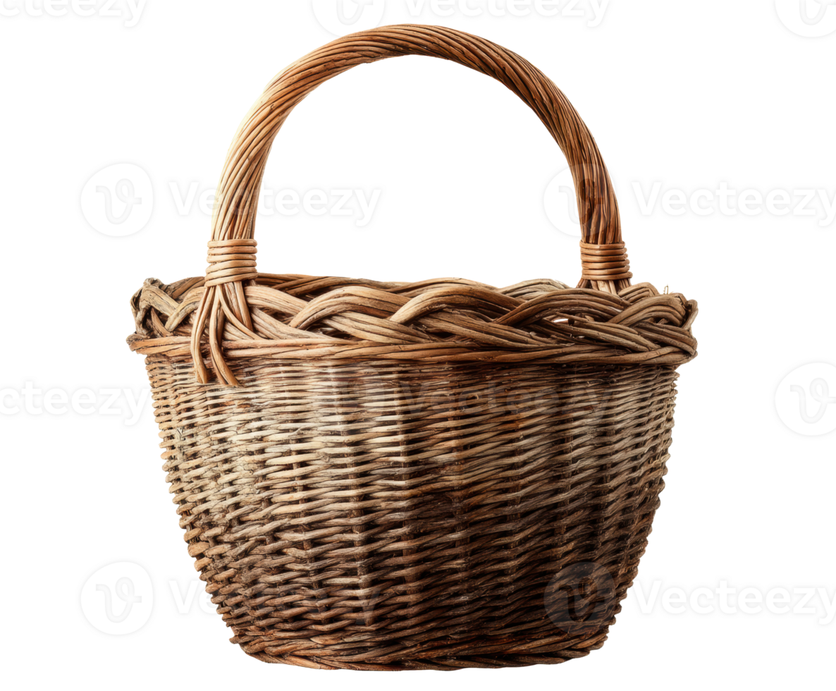 Woven basket for storage and decoration in rustic style png