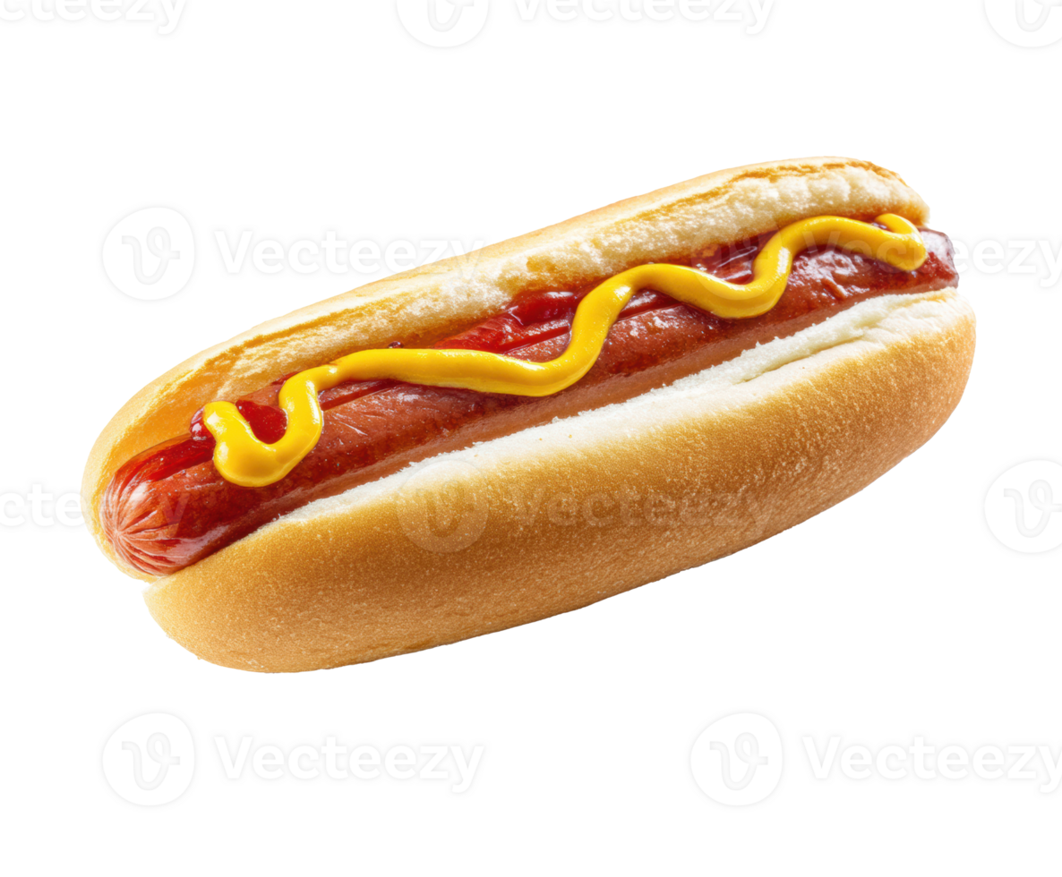 Classic hot dog with mustard and ketchup for summer grilling png