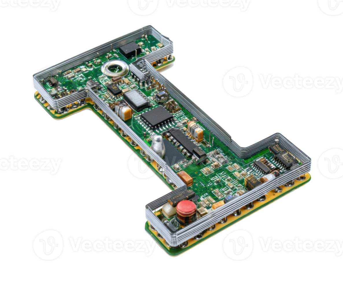 Innovative technology design with circuit board in letter I shape png