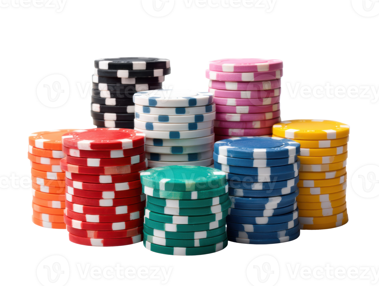 Colorful casino chips stacked for game night or poker party png