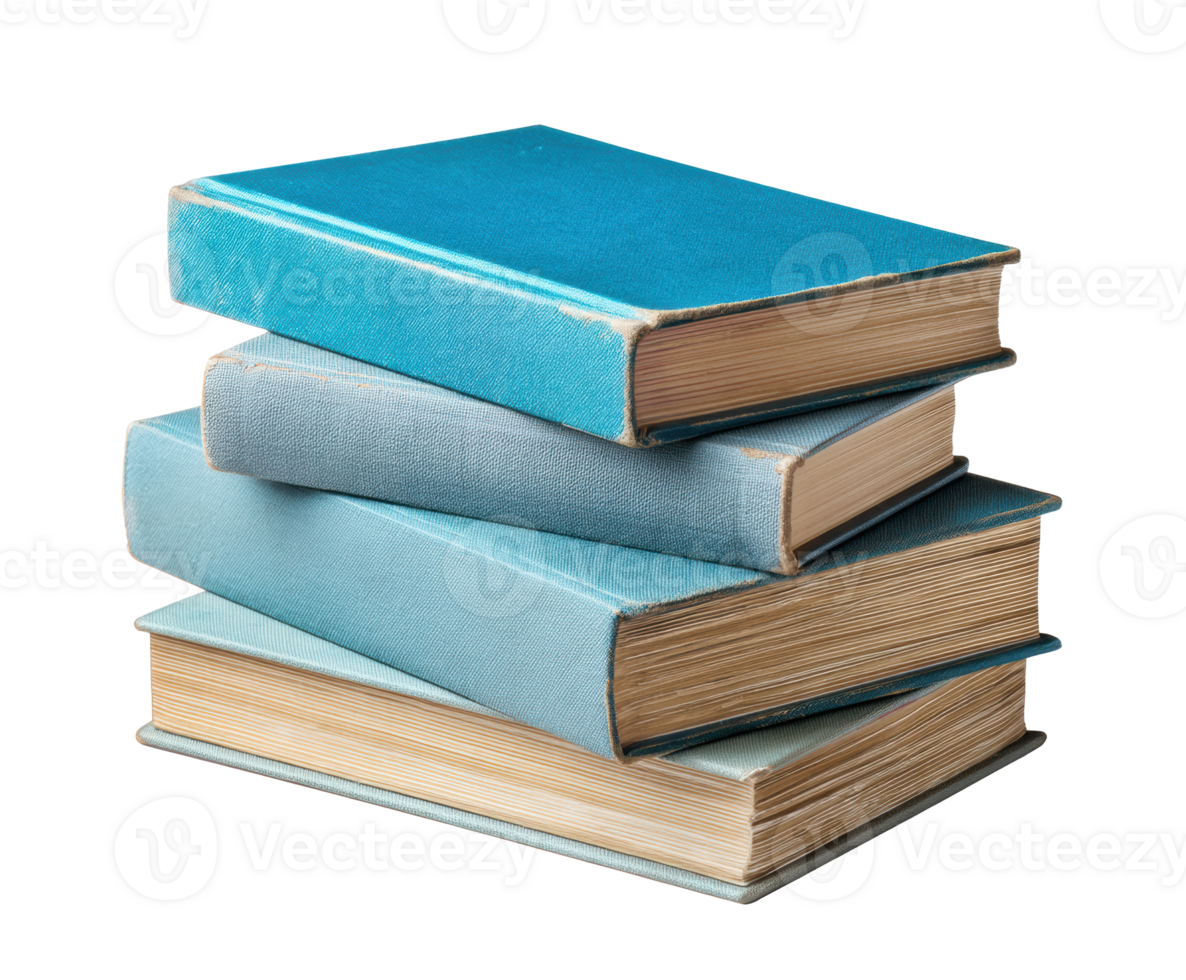 Stacked blue books on a white surface for educational use png