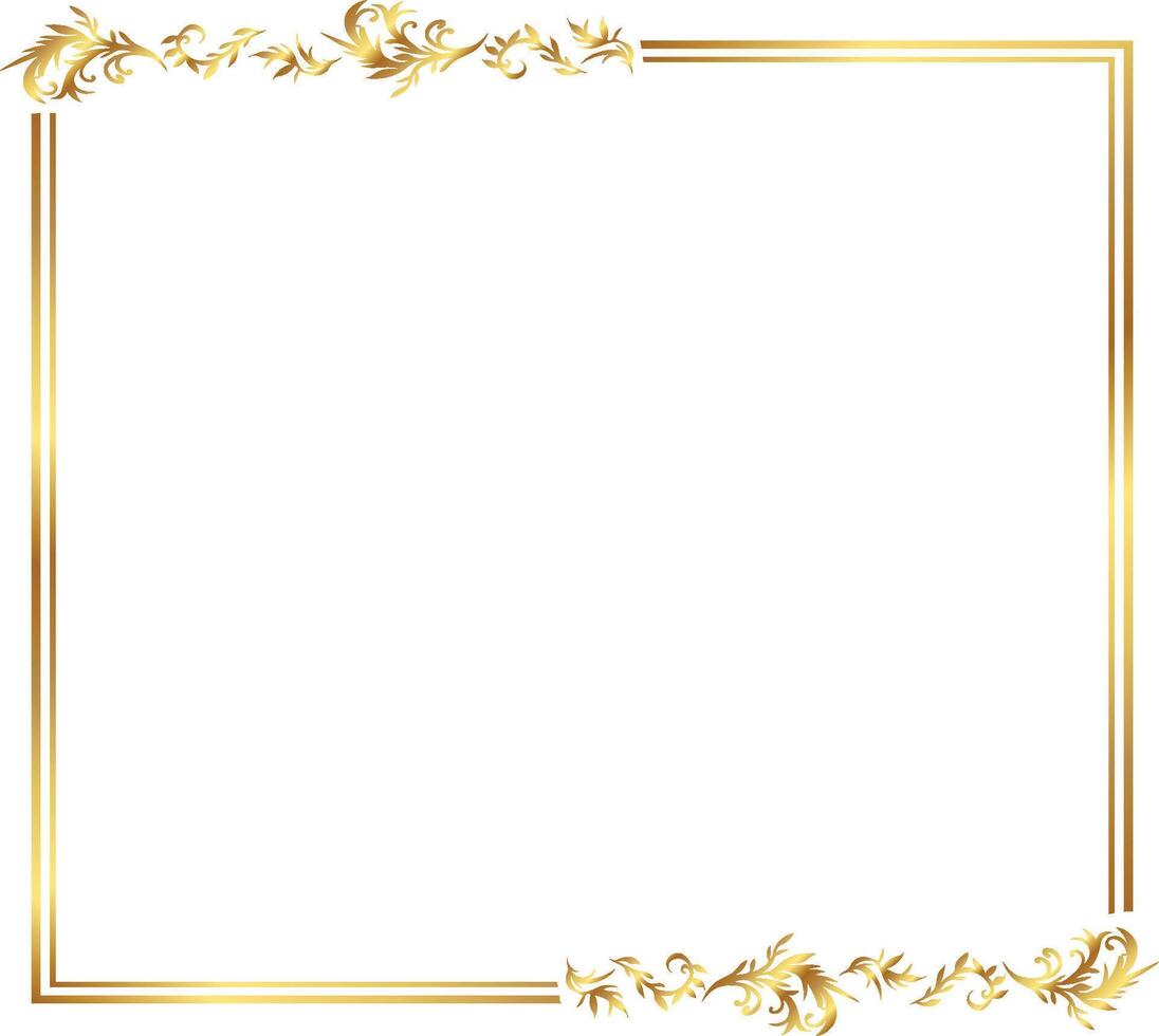 Gold frame with floral pattern on white background vector