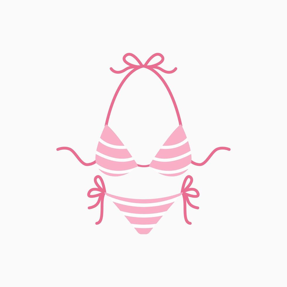 a pink bikini icon flat vector