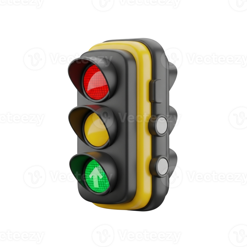 Three light traffic signal with up arrow green light png