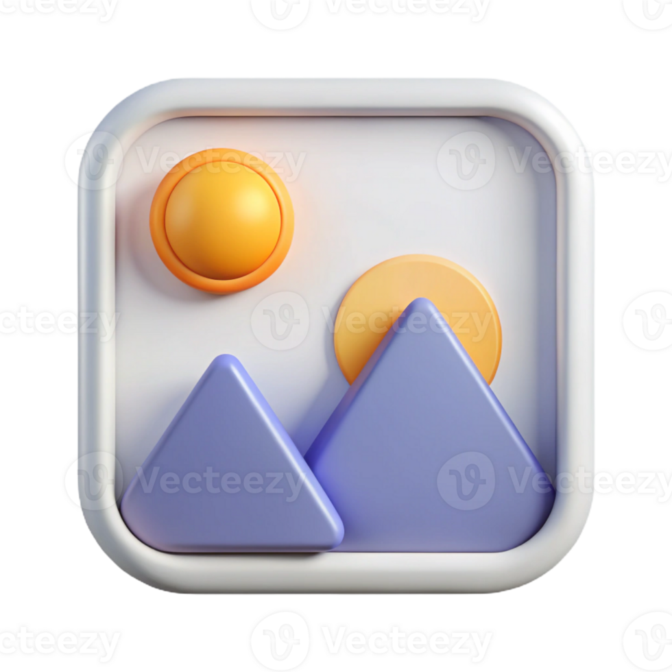 Three dimensional abstract landscape image app icon png