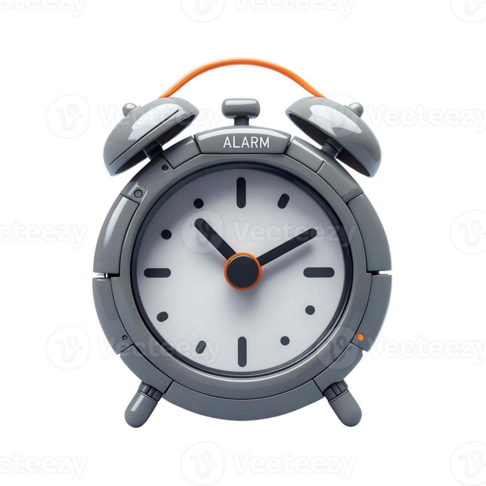 Gray and orange modern alarm clock design render png