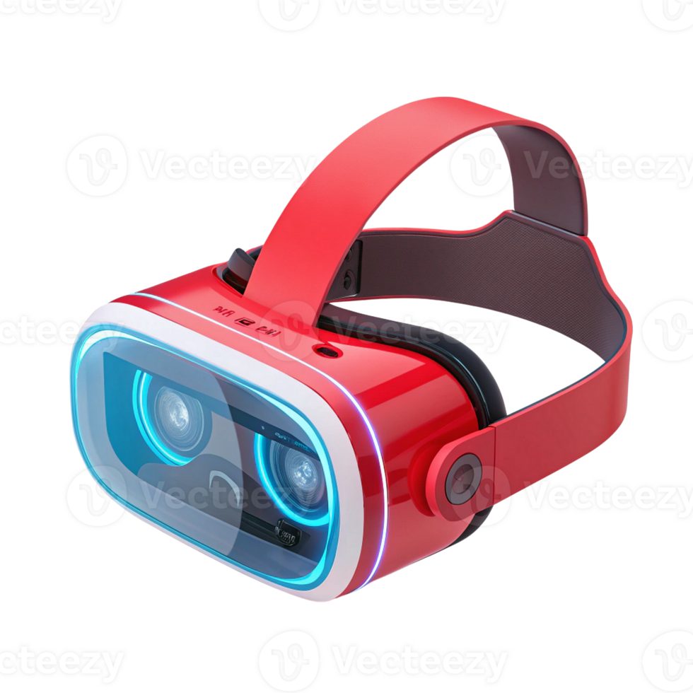 Modern red virtual reality headset with futuristic design png