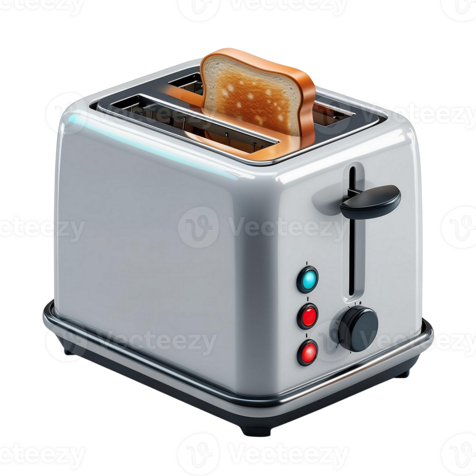 Modern white two slice toaster with toasting bread png