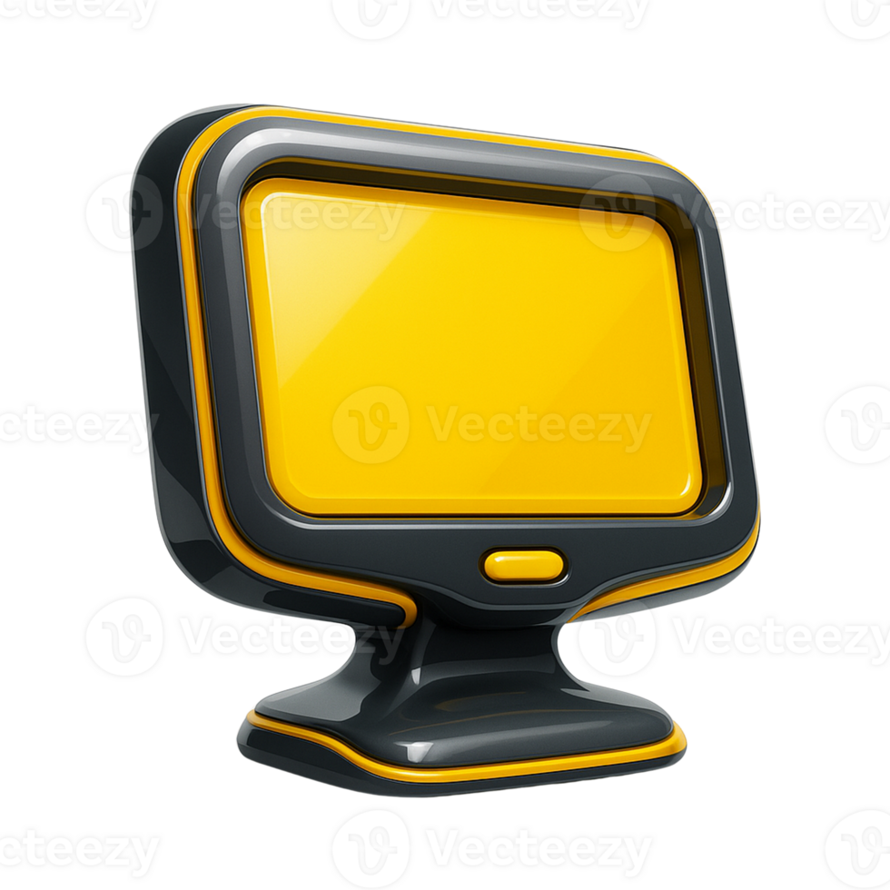 Modern yellow and gray computer monitor design render png