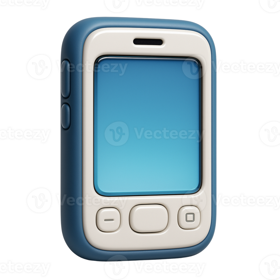 Retro styled mobile phone 3d render illustration png