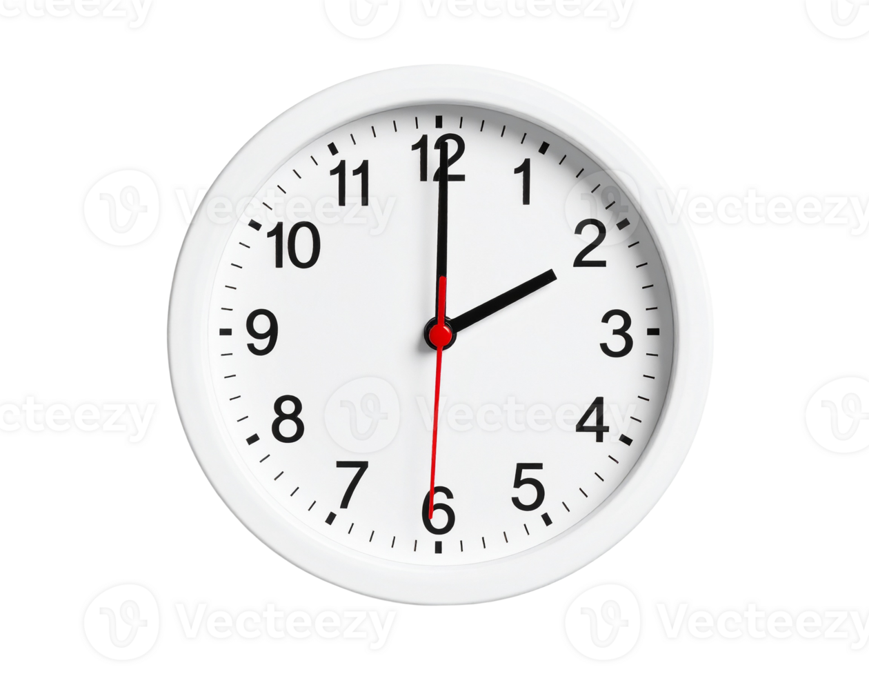 A white clock shows two oclock isolated on transparent background png