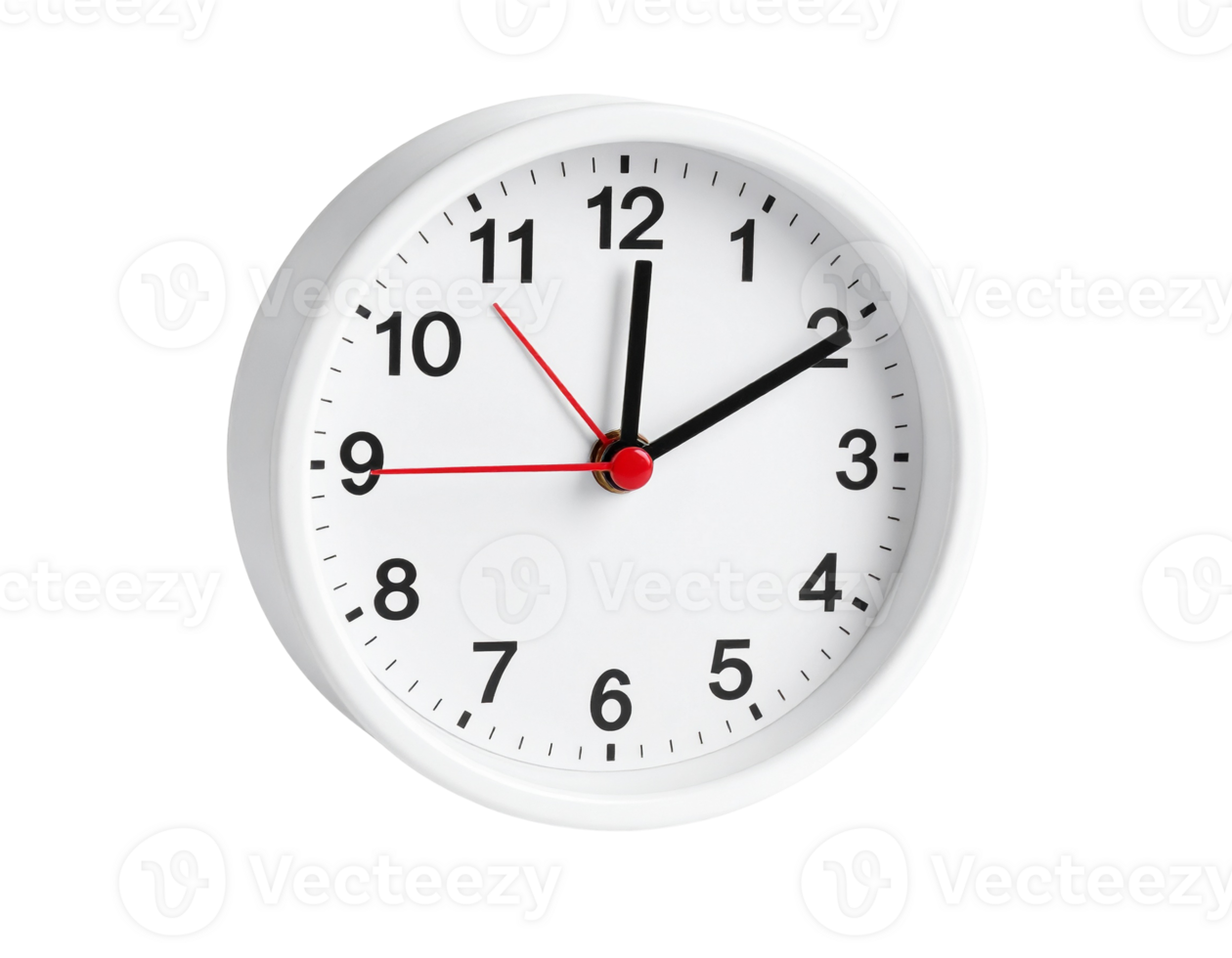 A white round clock isolated on transparent background png