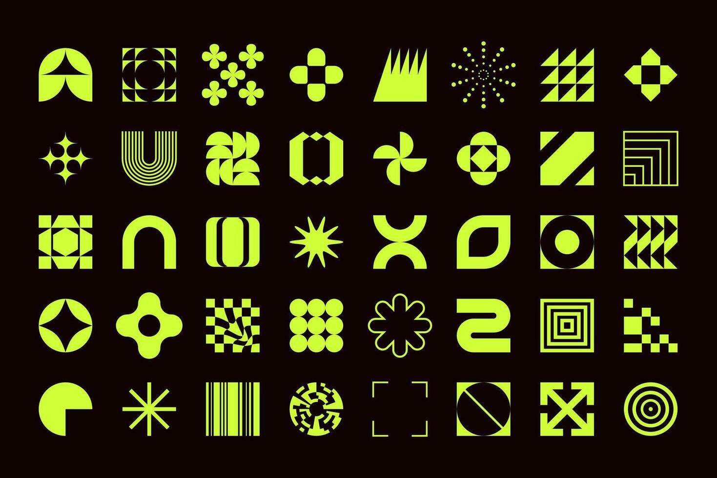 Techno Geometrical Shapes Set vector