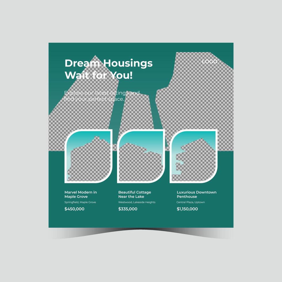 Real Estate social media post design layout vector