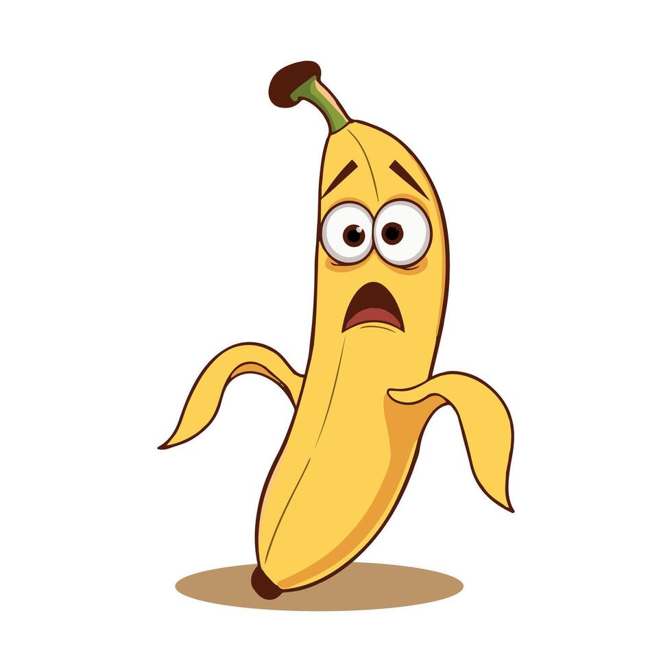 Happy Banana Character with Hand Gestures and Funny Look vector