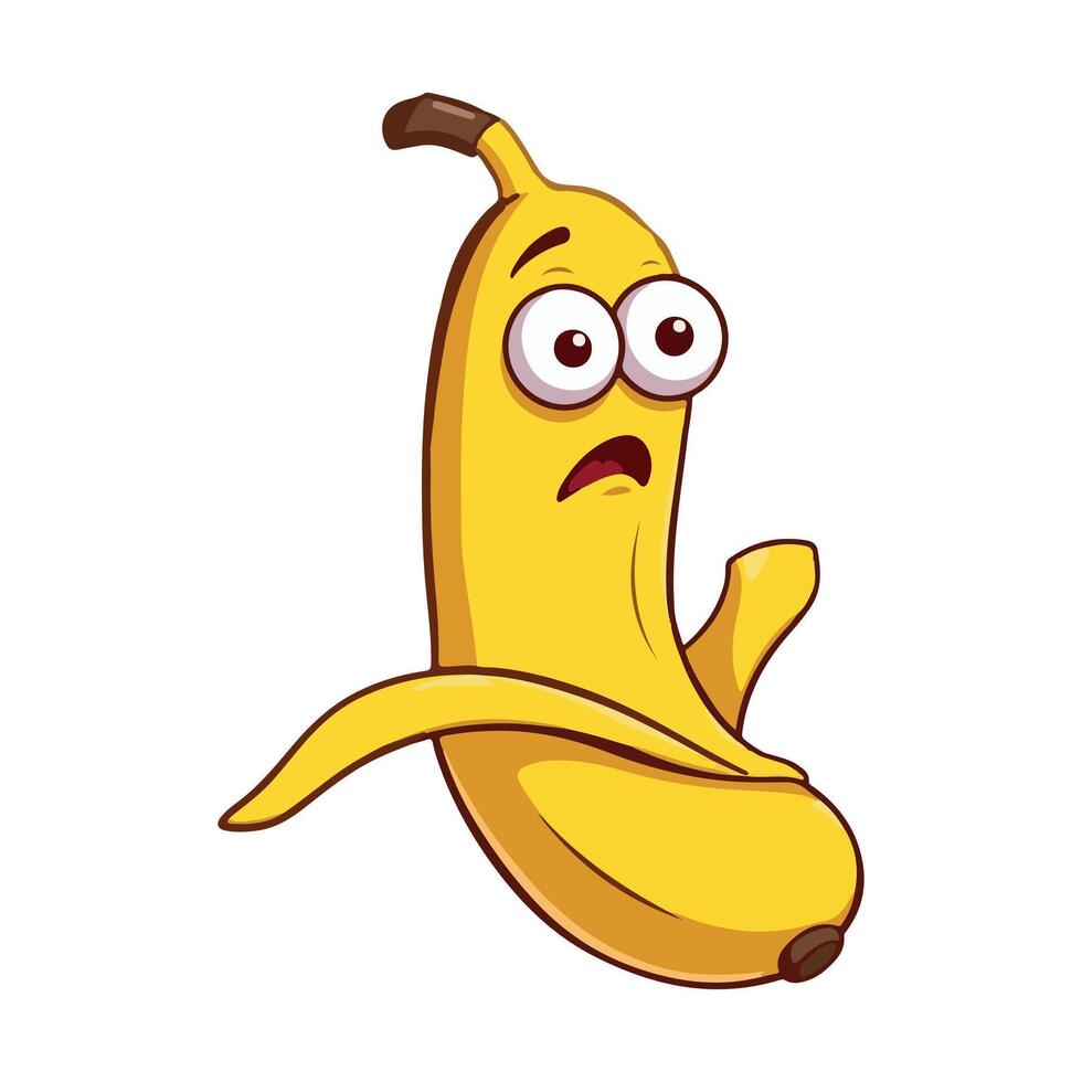 Funny Banana Cartoon with Big Smile and Goofy Eyes vector