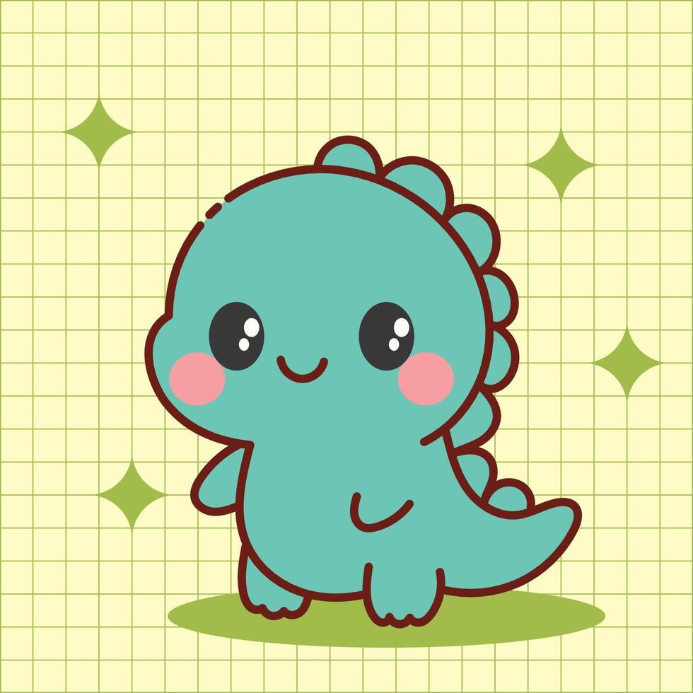 Cute Kawaii dragon Illustration Adorable Cartoon Animal Character vector