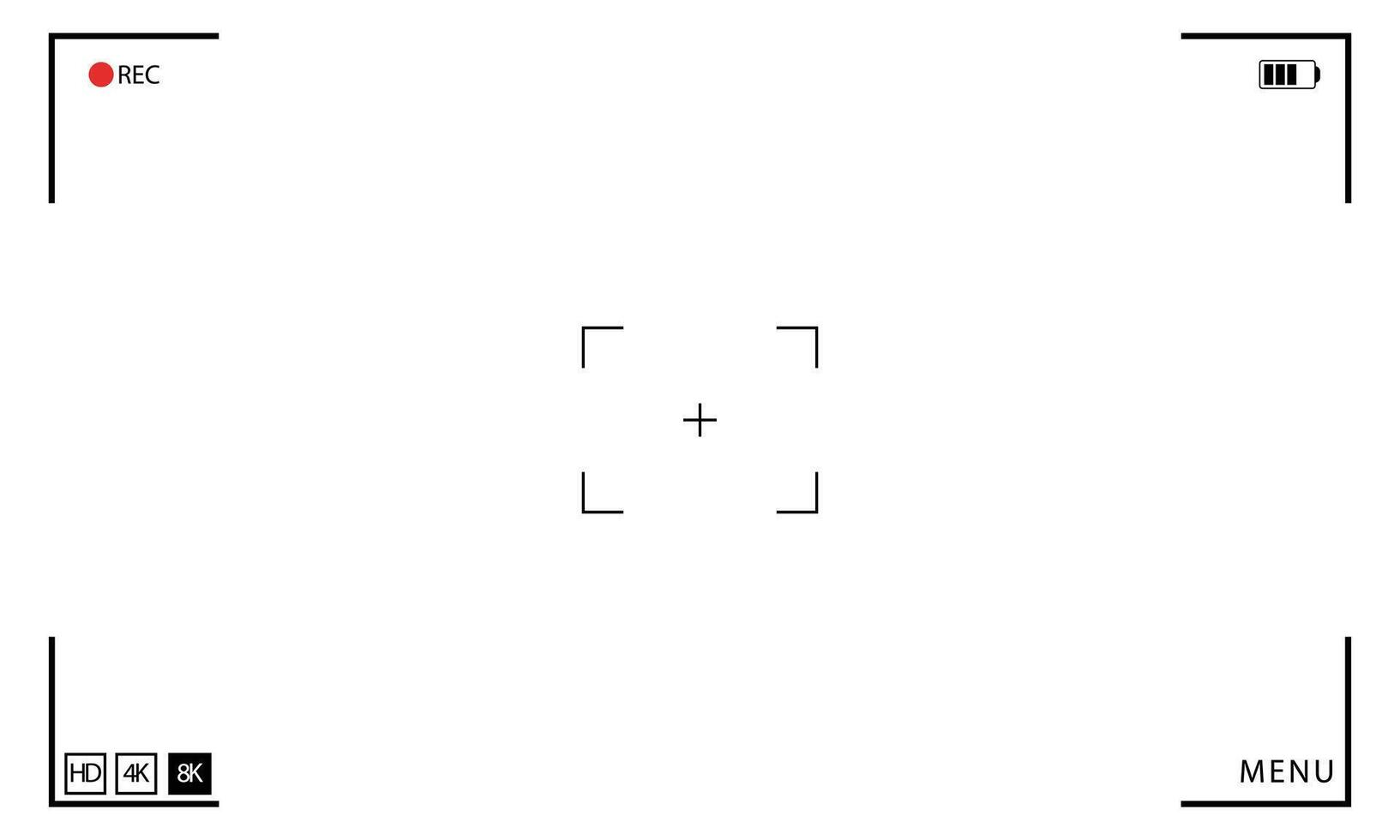 camera viewfinder frame. Camera recording screen template for overlay vector