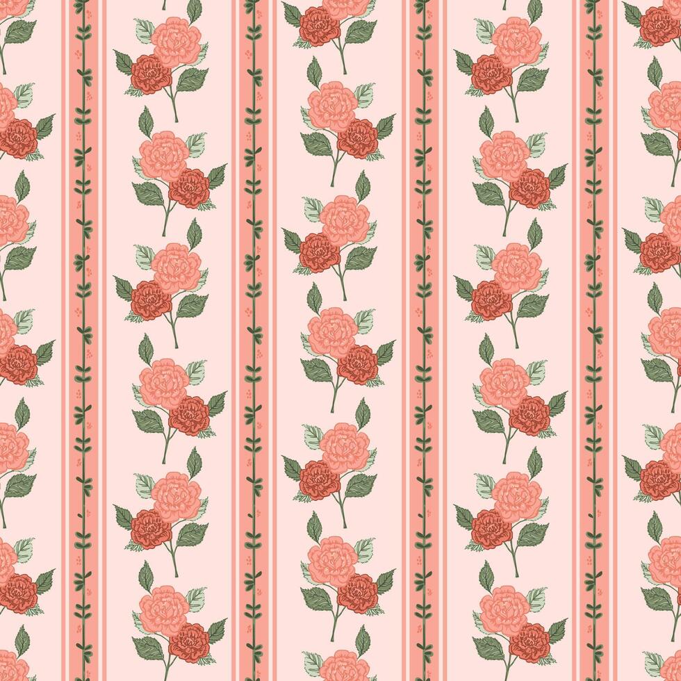 Floral wallpaper with roses and leaves vector