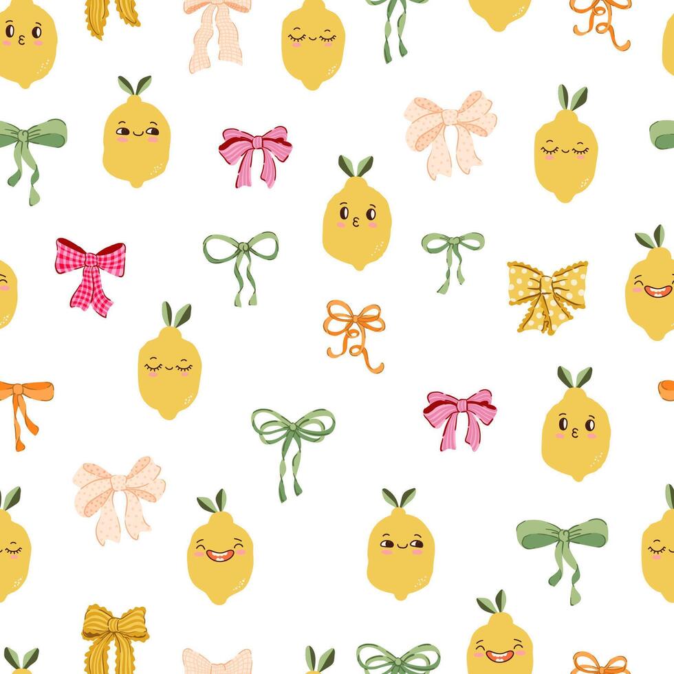 lemons and bows pattern design vector