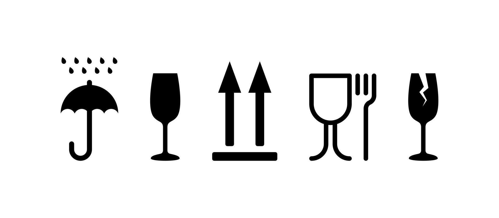 Warning symbols for packaging. Storage icons vector