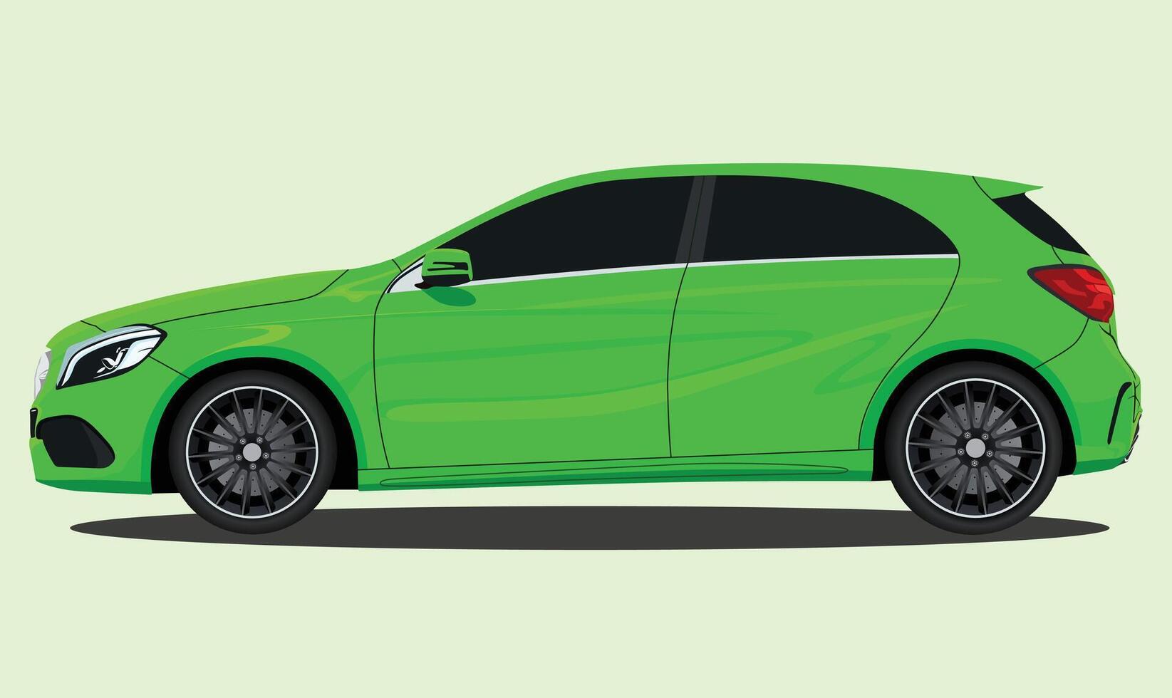 Realistic Car Illustration Light green color vector