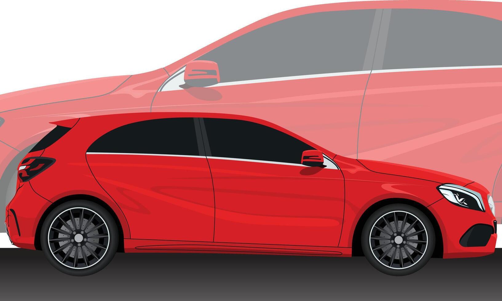 Realistic Car Illustration red color with background vector