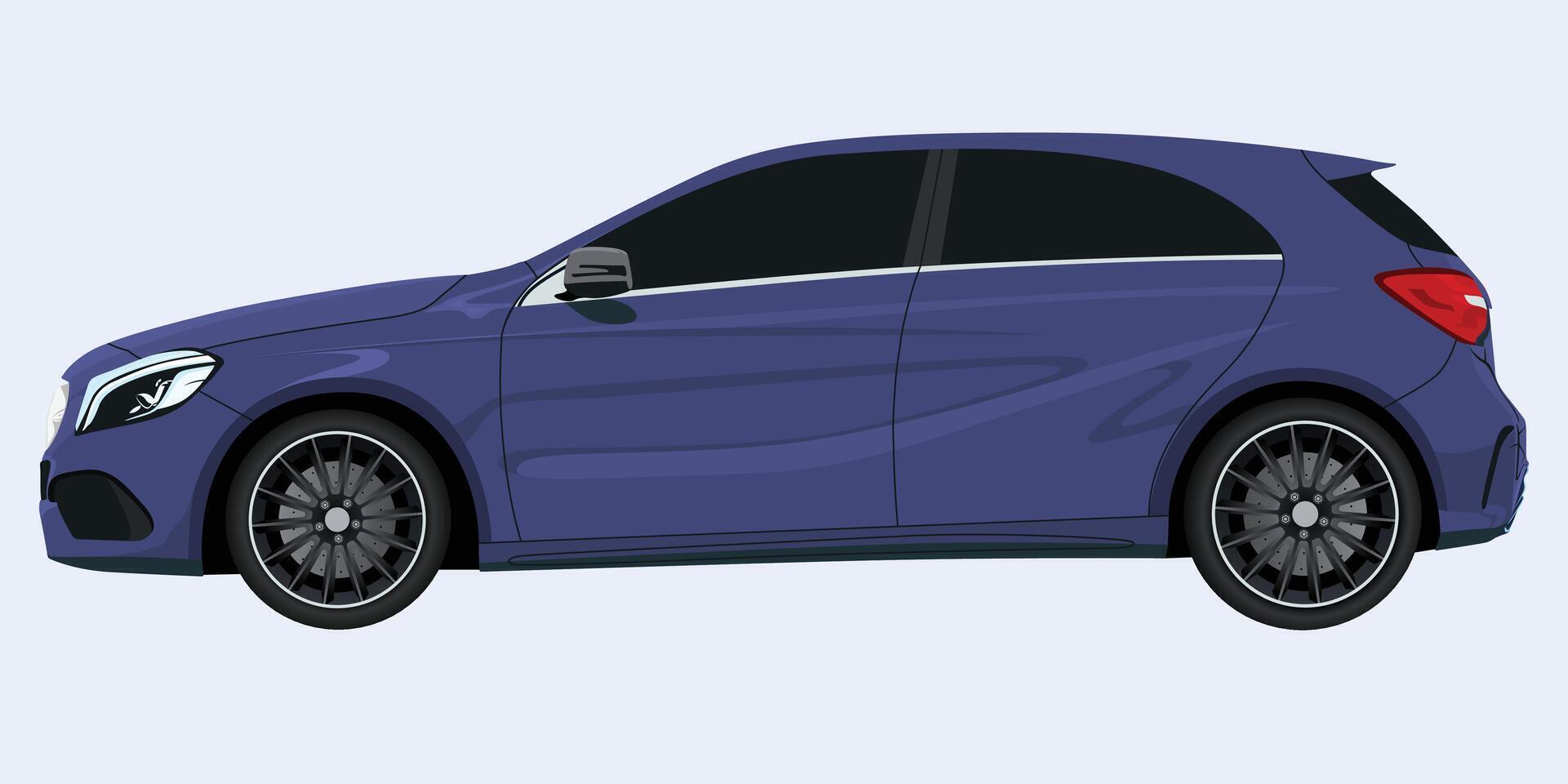 Realistic Car Illustration dark blue color vector
