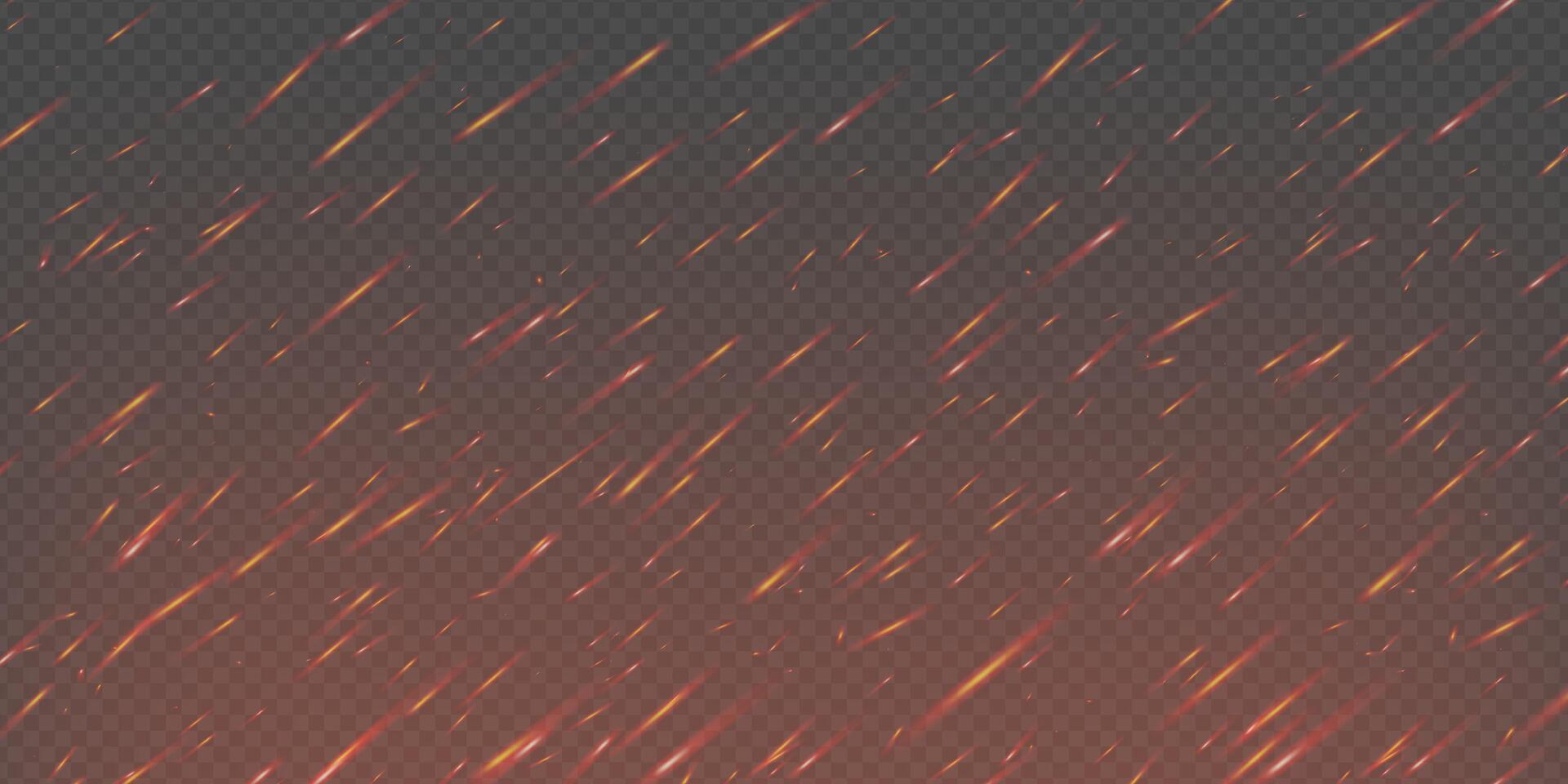 Burning fire background with hot sparks, flying embers and glowing ash. Fiery orange and red texture evokes heat, power and danger. Apocalyptic, explosive or dramatic scenes bg. vector