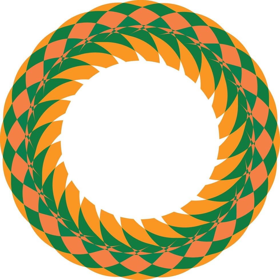 Seamless interlocking geometric orange and green circular pattern design vector