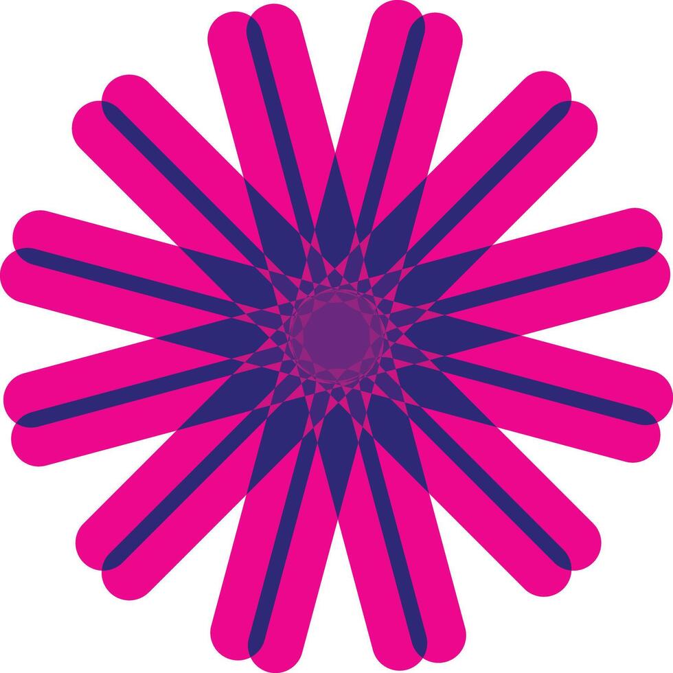 Geometric flower design pink blue overlapping shapes art vector