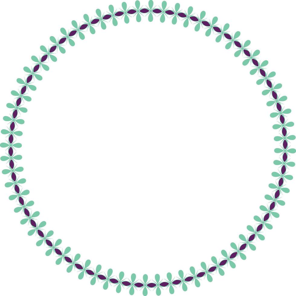 Elegant circular floral border with teal and purple petals vector