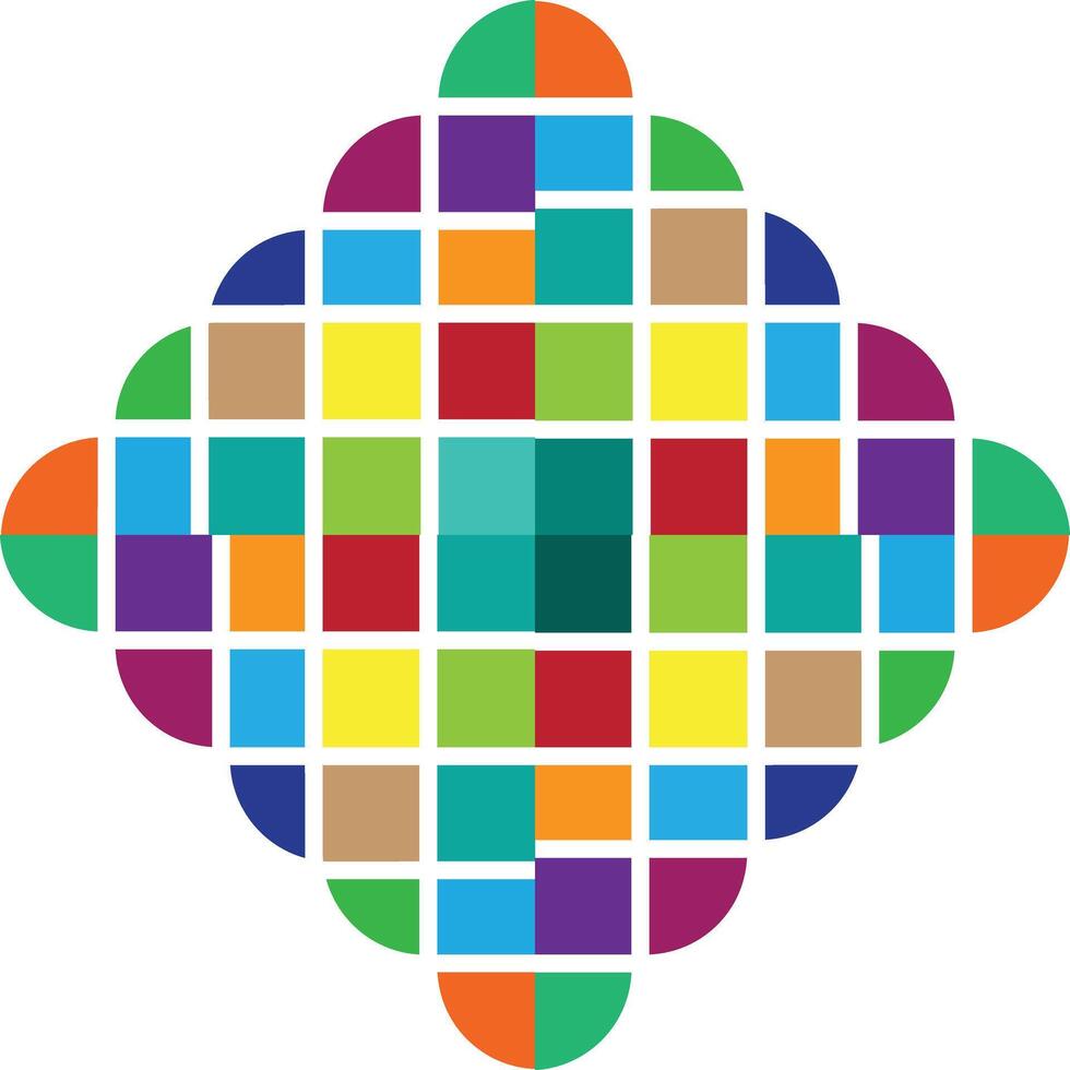 Vibrant geometric mosaic design with soft rounded edges vector