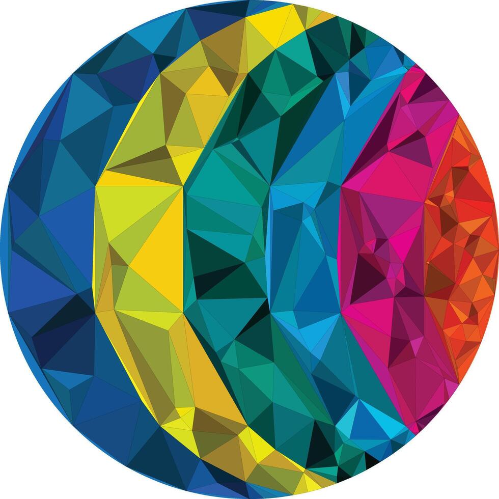Vibrant abstract geometric circle design with polygonal elements vector