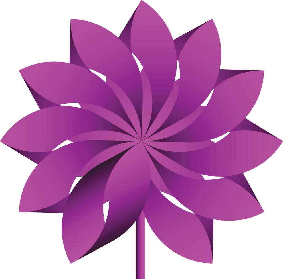 Vibrant fuchsia pinwheel flower with gradient petals abstract design vector
