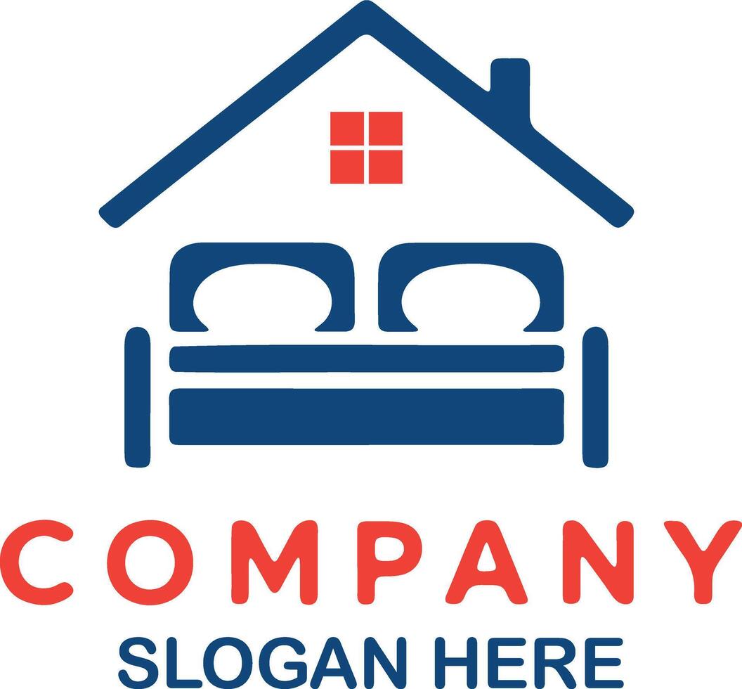 Modern abstract house and sofa logo design with company name vector