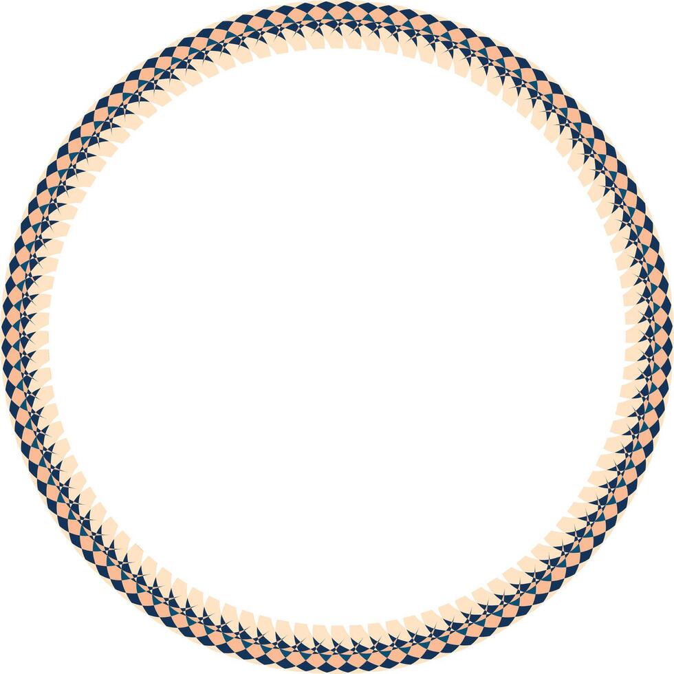 Intricate circular geometric pattern frame with blue and peach hues vector