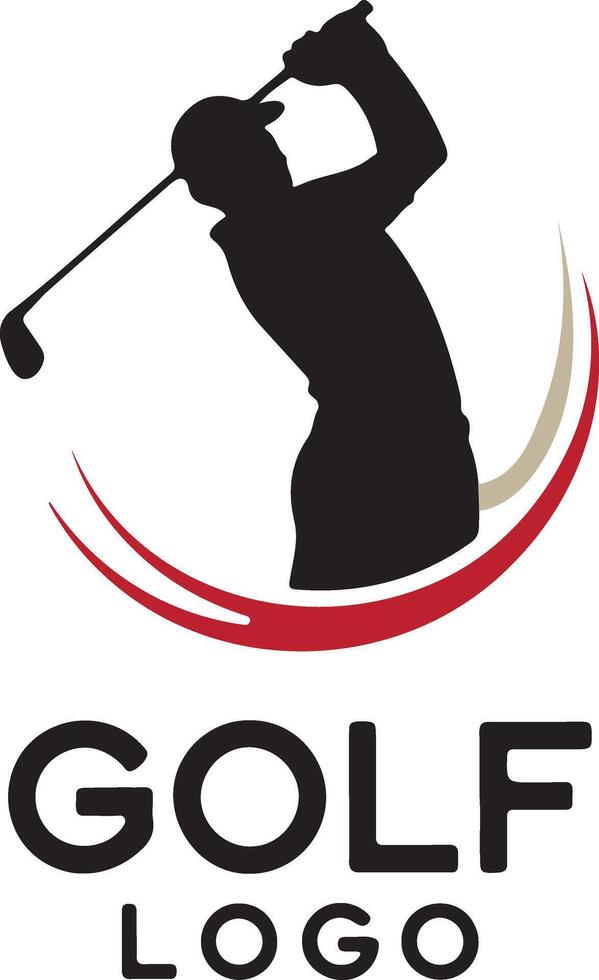 Dynamic golfer silhouette with abstract swoosh logo design vector