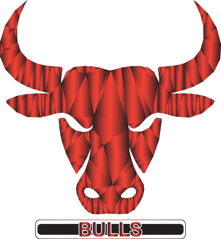 Geometric red bull head silhouette with bold advertising text vector
